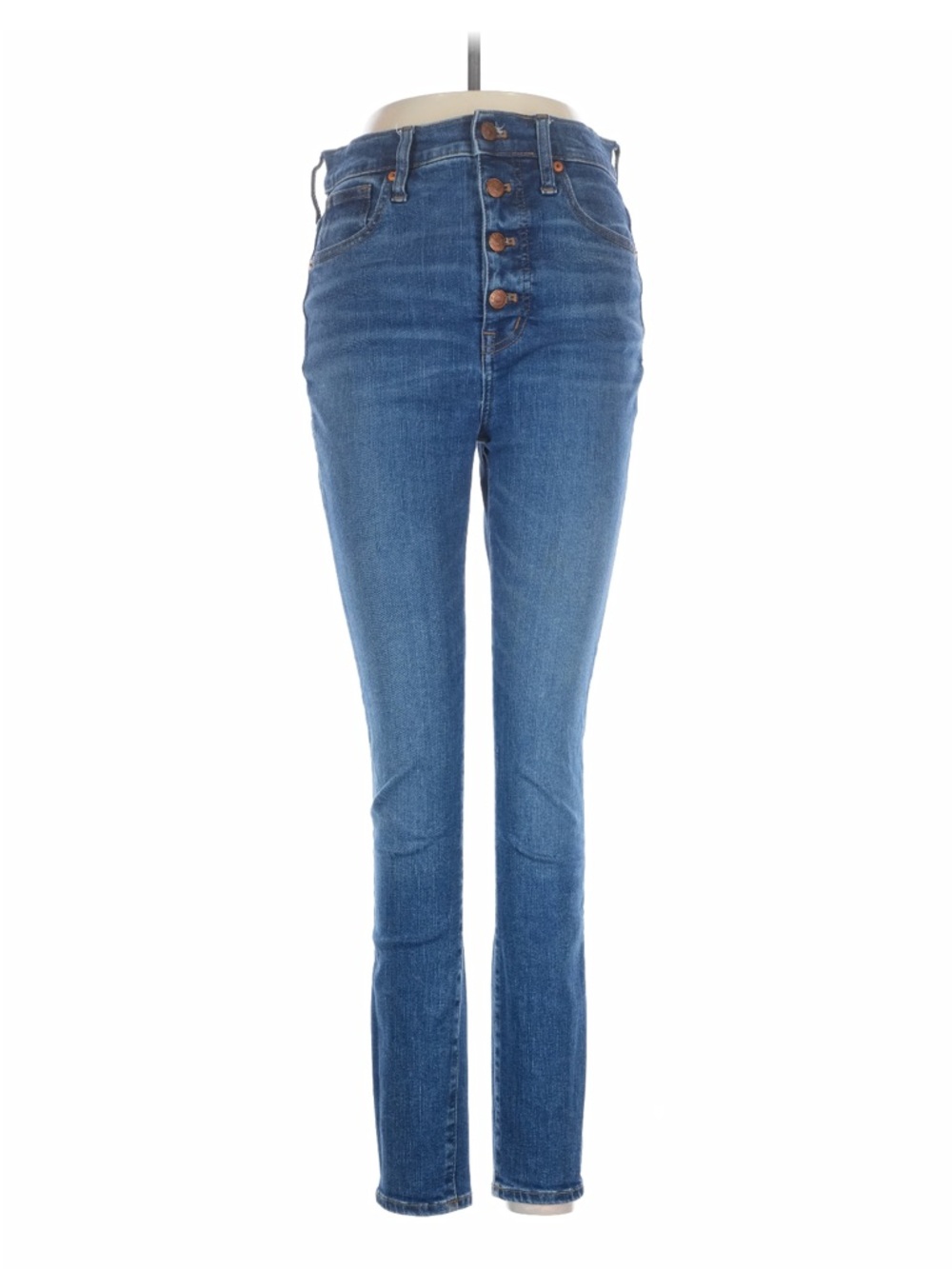 Madewell Size 28 High-Rise Button-Fly Jeans in Medium Blue Straight Leg